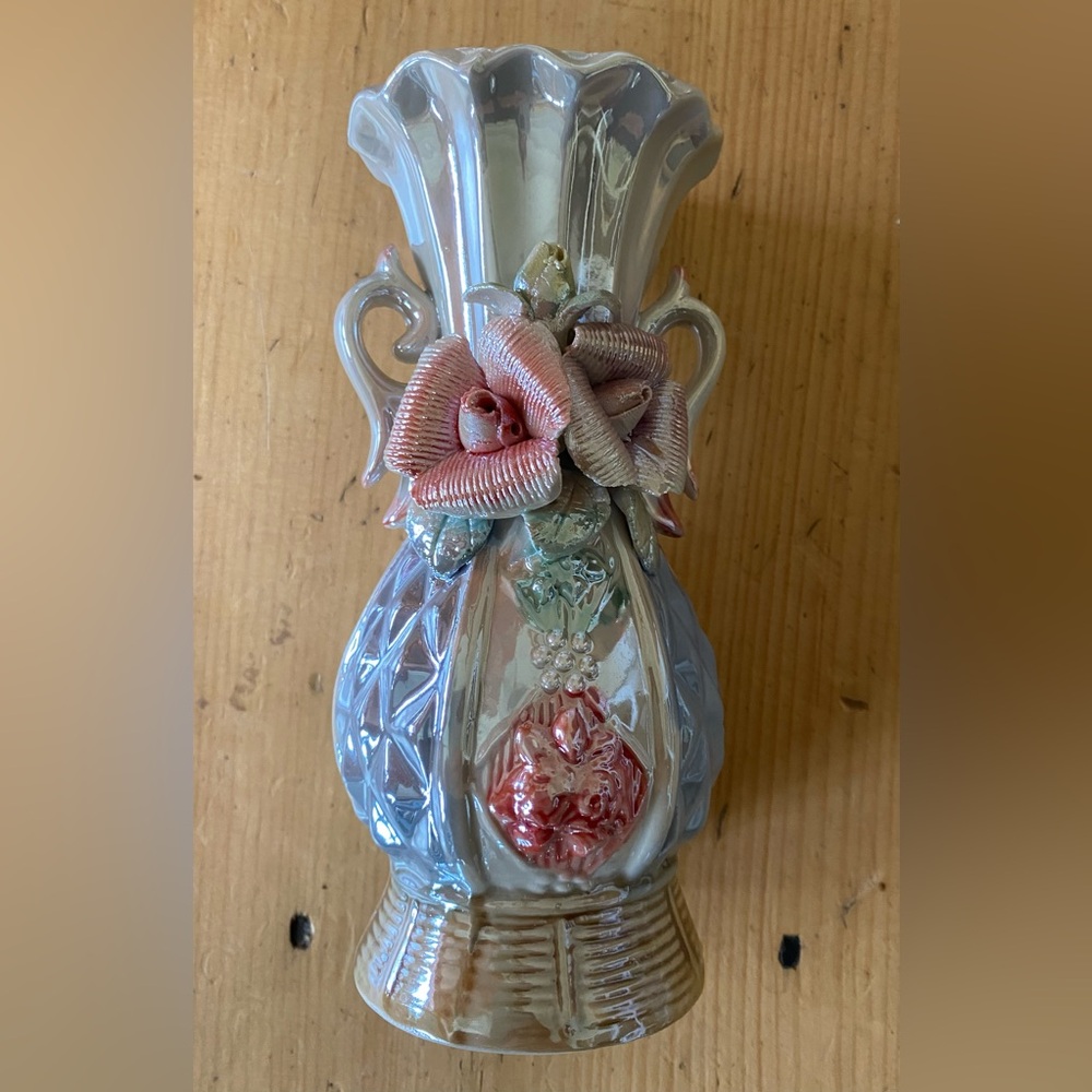 Lusterware Floral Vase